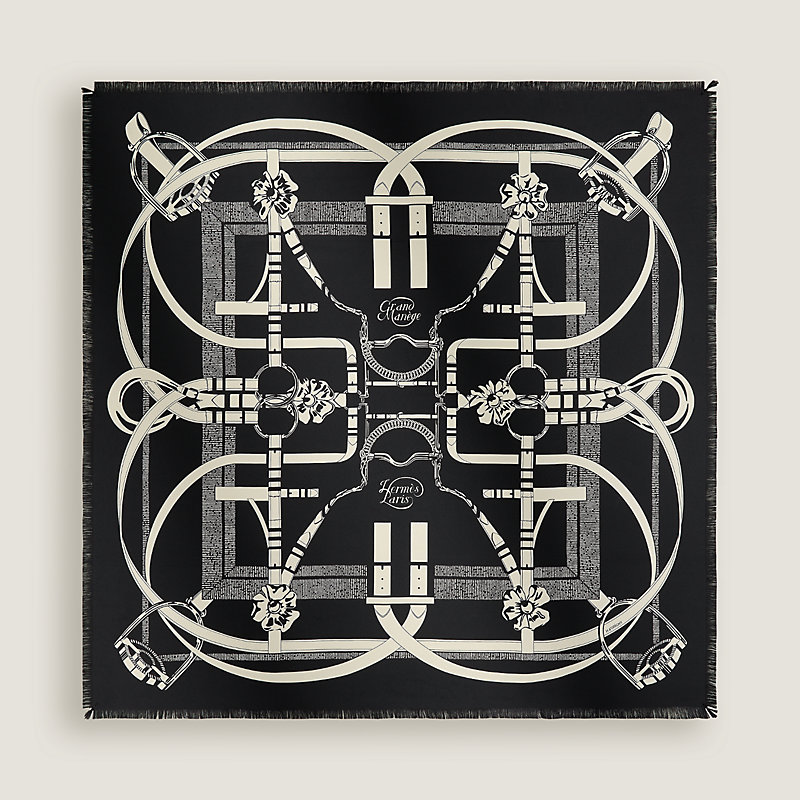 Grand Manege fringed scarf 80 - Brown | Hermès USA